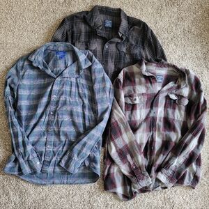 Flannel Long Sleeve Shirt Bundle Size Large Faded Glory Apt 9 100% Cotton